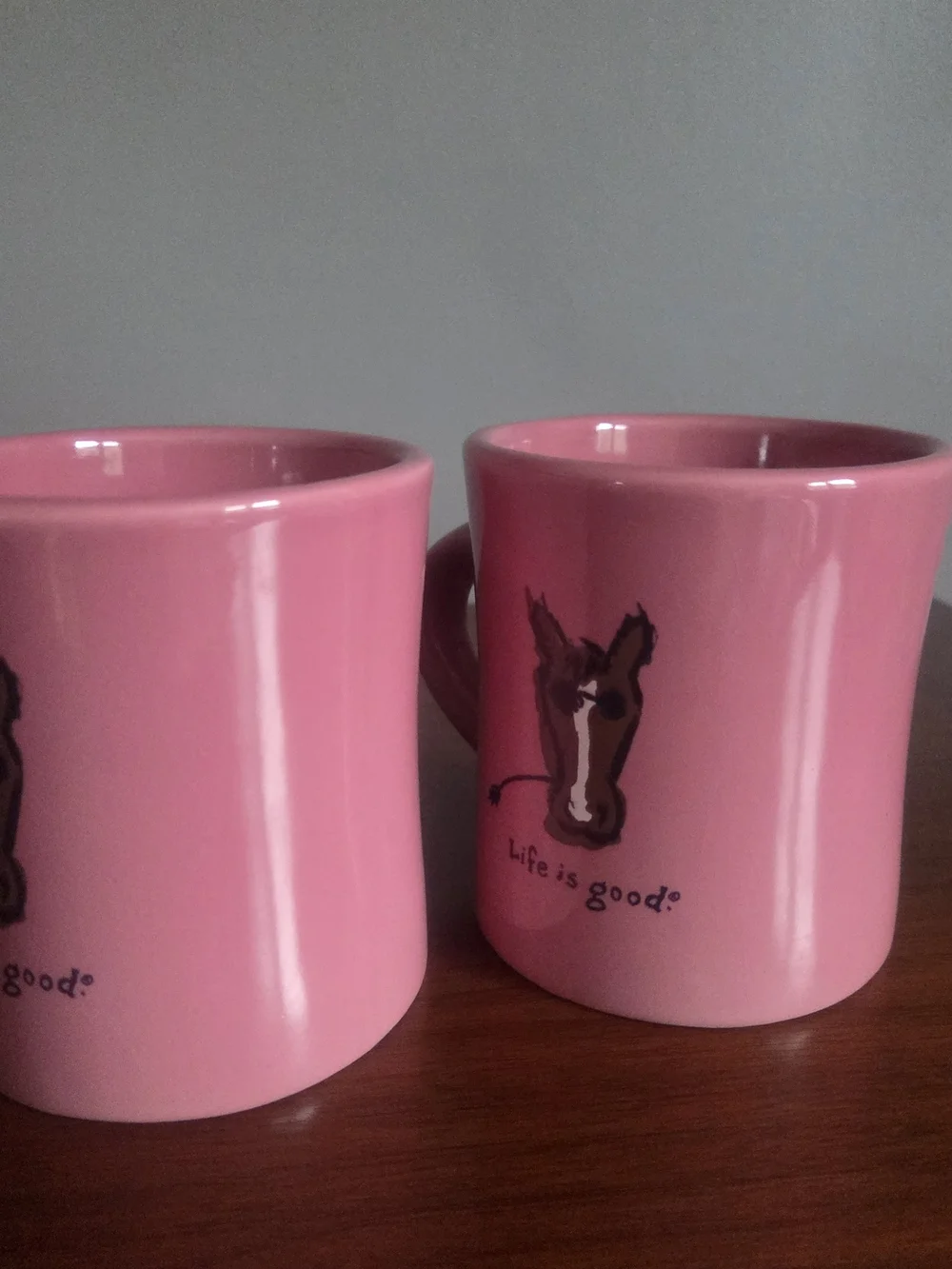 Two Life Is Good Horse Pink Coffee Mugs